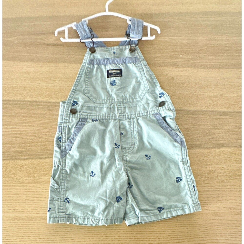 OshKosh B'gosh 24M Light Blue Nautical Anchor Overall One-Piece Adjustable